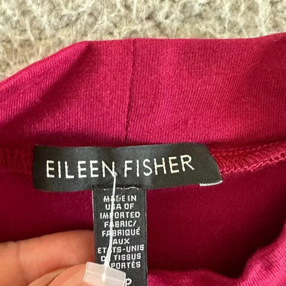 Eileen Fisher Tunic Hibiscus Red Viscose Jersey Mock Neck Caftan - Picture 12 of 16